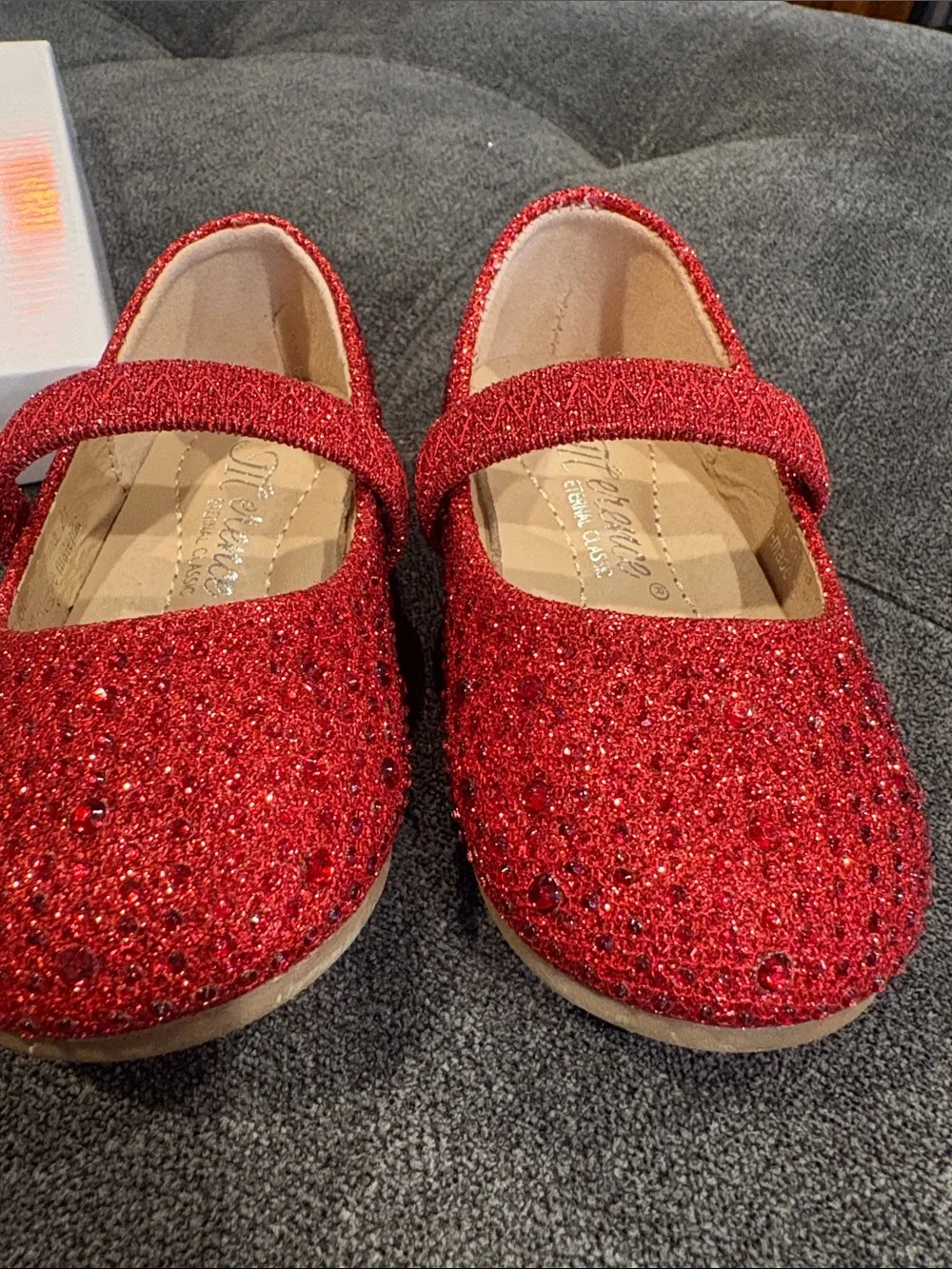 Girls Red Glitter Mary Jane Shoes size 4 toddler